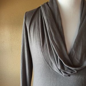 Ann Taylor Taupe Putty Cowlneck Pullover Lounge